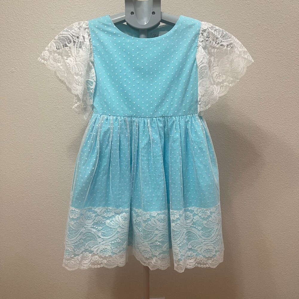 Blue and White Lace Dress Girls Size 8